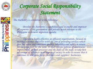 Corporate Social Responsibility Statement
