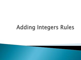 Adding Integers Rules