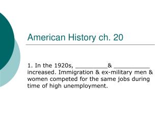 American History ch. 20