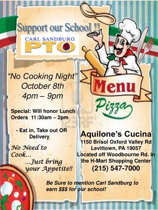 Aquilone’s Cucina 1150 Brisol Oxford Valley Rd Levittown, PA 19057