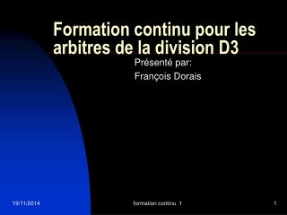 Formation continu pour les arbitres de la division D3