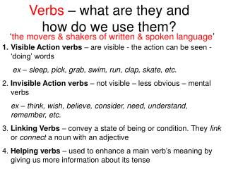 Verbs – what are they and how do we use them?