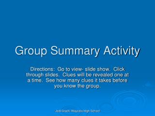 Group Summary Activity