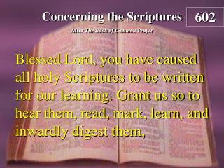 Concerning the Scriptures