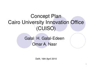 Concept Plan Cairo University Innovation Office (CUISO)