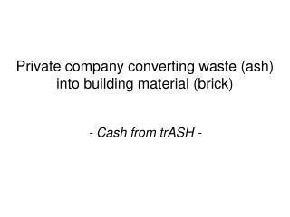 Private company converting waste (ash) into building material (brick)