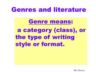 Genres and literature