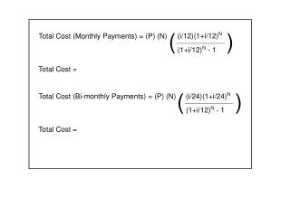 Total Cost (Monthly Payments) = (P) (N)