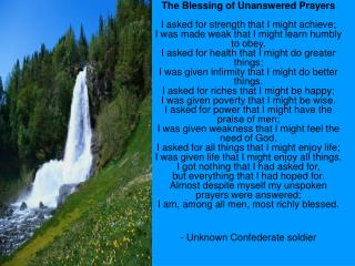 The blessings of unanswered prayers