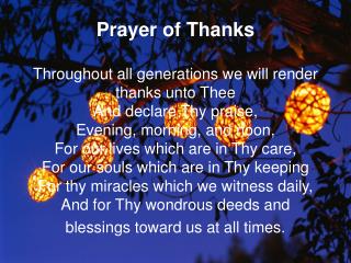 Prayer of Thanks