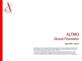 ALTIMO General Presentation