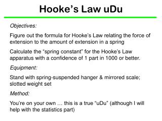 Hooke’s Law uDu