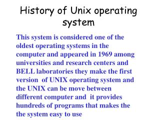 History of Unix operating system