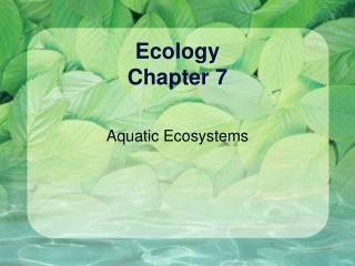 Ecology Chapter 7