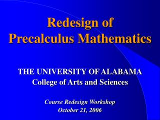 Redesign of Precalculus Mathematics