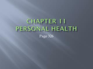 Chapter 11 Personal Health