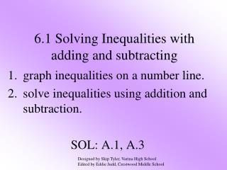 6.1 Solving Inequalities with adding and subtracting