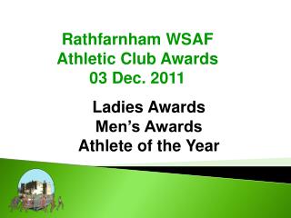 Rathfarnham WSAF Athletic Club Awards 03 Dec. 2011