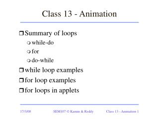 Class 13 - Animation