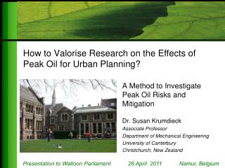 How to Valorise Research on the Effects of Peak Oil for Urban Planning?