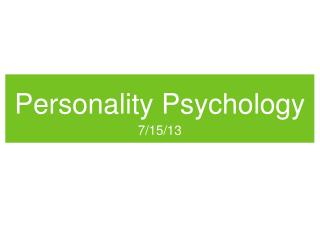 Personality Psychology