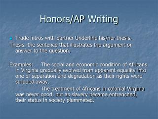 Honors/AP Writing