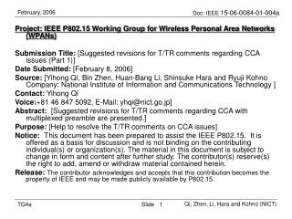 Project: IEEE P802.15 Working Group for Wireless Personal Area Networks (WPANs)