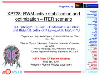 XP728: RWM active stabilization and optimization – ITER scenario