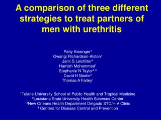 A comparison of three different strategies to treat partners of men with urethritis