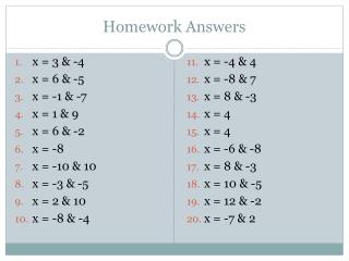 Homework Answers