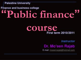 “ Public finance ” course