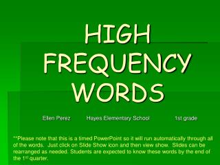 HIGH FREQUENCY WORDS