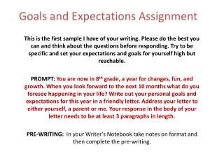 Goals and Expectations Assignment