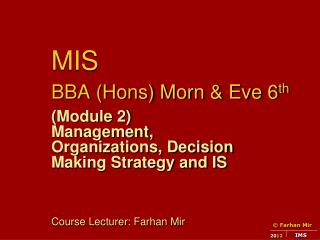 MIS BBA (Hons) Morn &amp; Eve 6 th