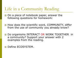 Life in a Community Reading
