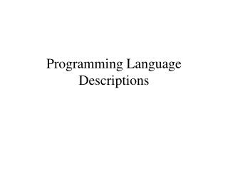 Programming Language Descriptions