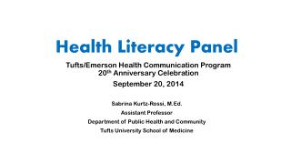 Health Literacy Panel