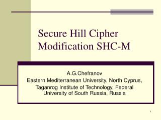 Secure Hill Cipher Modification SHC-M
