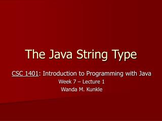 The Java String Type