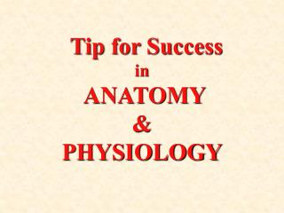 Tip for Success in ANATOMY &amp; PHYSIOLOGY