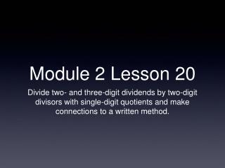 Module 2 Lesson 20