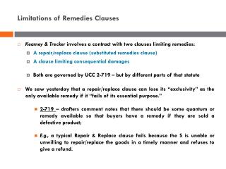 Limitations of Remedies Clauses