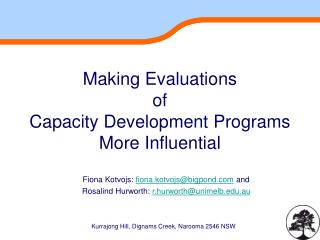 Making Evaluations of Capacity Development Programs More Influential