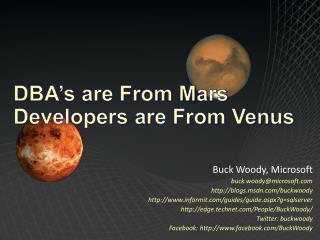 DBA’s are From Mars Developers are From Venus