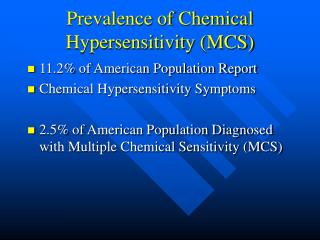 Prevalence of Chemical Hypersensitivity (MCS)