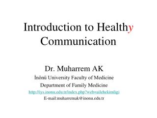Introduction to Health y Communication
