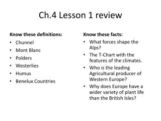 Ch.4 Lesson 1 review