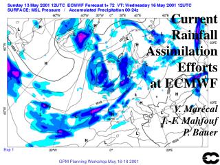 Current Rainfall Assimilation Efforts at ECMWF V. Marécal J.-F. Mahfouf P. Bauer