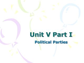 Unit V Part I