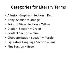 Categories for Literary Ter ms